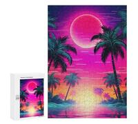Teenagers Jigsaw Puzzles 300 PCS Ethereal Synthwave Horizon Jigsaw for Adults Relaxing Games Hand Speed Race Challenging To Complete 300 PCS