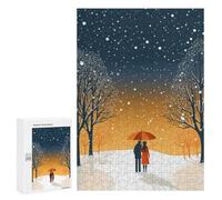 Teenagers Jigsaw Puzzles 300 PCS Falling Love Snow Adult Jigsaw Relaxing Games Difficult Challenge Educational Challenge 300 PCS