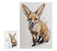 Teenagers Jigsaw Puzzles 300 PCS Fennec Fox Illustration Jigsaw for Adults Relaxing Games Hand Speed Race Challenging To Complete 300 PCS