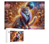 Teenagers Jigsaw Puzzles 300 PCS Festive Cat in Luxury Costume Puzzles for Adults Hands-on Game Hand Speed Race Educational Challenge 300 PCS