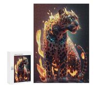 Teenagers Jigsaw Puzzles 300 PCS Fire Flames Fantasy Jaguar Adult Jigsaw Relaxing Games Difficult Challenge Educational Challenge 300 PCS