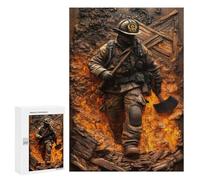 Teenagers Jigsaw Puzzles 300 PCS Firefighter Fireman Flame Jigsaw for Adults Relaxing Games Hand Speed Race Challenging To Complete 300 PCS