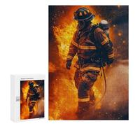 Teenagers Jigsaw Puzzles 300 PCS Firefighter in Flames Adult Jigsaw Relaxing Games Difficult Challenge Educational Challenge 300 PCS