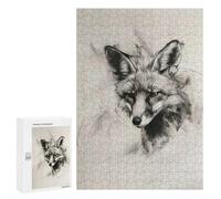 Teenagers Jigsaw Puzzles 300 PCS Fox Head In Charcoal Jigsaw for Adults Relaxing Games Hand Speed Race Challenging To Complete 300 PCS