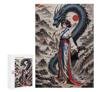 Teenagers Jigsaw Puzzles 300 PCS Geisha Dragon Whisperer Jigsaw for Adults Relaxing Games Hand Speed Race Challenging To Complete 300 PCS