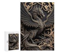 Teenagers Jigsaw Puzzles 300 PCS Golden Monarch Dragon Adult Jigsaw Puzzle Relaxing Games Wall Decoration Great Gift for Gaming 300 PCS