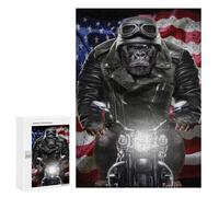Teenagers Jigsaw Puzzles 300 PCS Gorilla Riding Motorcycle Adult Jigsaw Relaxing Games Difficult Challenge Educational Challenge 300 PCS