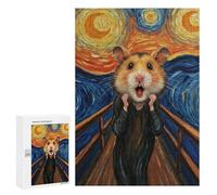 Teenagers Jigsaw Puzzles 300 PCS Hamster Scream Art Jigsaw for Adults Relaxing Games Hand Speed Race Challenging To Complete 300 PCS