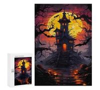 Teenagers Jigsaw Puzzles 300 PCS Haunted House Halloween Adult Jigsaw Relaxing Games Difficult Challenge Educational Challenge 300 PCS