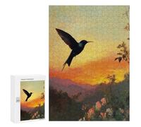 Teenagers Jigsaw Puzzles 300 PCS Hummingbird Sunset Jigsaw for Adults Relaxing Games Hand Speed Race Challenging To Complete 300 PCS