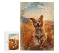 Teenagers Jigsaw Puzzles 300 PCS Joyful Bound Through Golden Fields Adult Jigsaw Relaxing Games Difficult Challenge Educational Challenge 300 PCS