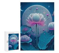 Teenagers Jigsaw Puzzles 300 PCS Lotus Night Garden Puzzles for Adults Hands-on Game Hand Speed Race Educational Challenge 300 PCS