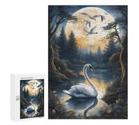 Teenagers Jigsaw Puzzles 300 PCS Moonlit Swan Lake Puzzles for Adults Hands-on Game Hand Speed Race Educational Challenge 300 PCS