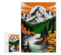 Teenagers Jigsaw Puzzles 300 PCS Mountain Landscape with River And Forest Puzzles for Adults Family Game Perfect Decoration Challenging To Complete 300 PCS