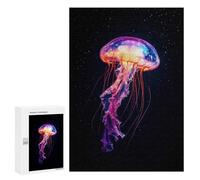 Teenagers Jigsaw Puzzles 300 PCS Neon Jellyfish Adult Jigsaw Relaxing Games Difficult Challenge Educational Challenge 300 PCS