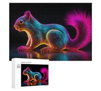 Teenagers Jigsaw Puzzles 300 PCS Neon Squirrel Artwork Puzzles for Adults Hands-on Game Hand Speed Race Educational Challenge 300 PCS