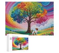 Teenagers Jigsaw Puzzles 300 PCS Rainbow Tree Garden Scene Puzzles for Adults Hands-on Game Hand Speed Race Educational Challenge 300 PCS