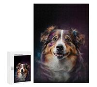 Teenagers Jigsaw Puzzles 300 PCS Space Australian Shepherd Puzzles for Adults Family Game Perfect Decoration Challenging To Complete 300 PCS