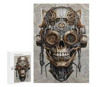 Teenagers Jigsaw Puzzles 300 PCS Steampunk Cogs Skull Gear Jigsaw for Adults Relaxing Games Hand Speed Race Challenging To Complete 300 PCS
