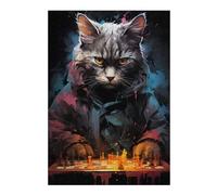 Teenagers Jigsaw Puzzles 300 PCS Strategic Cat Chess Master Teenagers Puzzles Hands-on Game Home Decoration Great Gift for Gaming 300 PCS