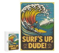 Teenagers Jigsaw Puzzles 300 PCS Surfer Riding Giant Wave Adult Jigsaw Puzzle Relaxing Games Wall Decoration Great Gift for Gaming 300 PCS