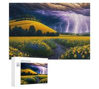 Teenagers Jigsaw Puzzles 300 PCS Thunderstorm Over Golden Fields Puzzles for Adults Hands-on Game Hand Speed Race Educational Challenge 300 PCS