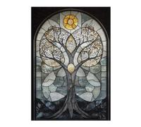 Teenagers Jigsaw Puzzles 300 PCS Tree Stained Glass Artwork Puzzle for Adults DIY Toys Difficult Challenge Gifts for Friends And Family 300 PCS