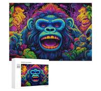 Teenagers Jigsaw Puzzles 300 PCS Vibrant Monkey Jungle Artwork Puzzles for Adults Hands-on Game Hand Speed Race Educational Challenge 300 PCS