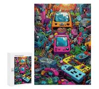 Teenagers Jigsaw Puzzles 300 PCS Vibrant Retro Gaming Collage -2 Puzzles for Adults Hands-on Game Hand Speed Race Educational Challenge 300 PCS