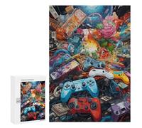 Teenagers Jigsaw Puzzles 300 PCS Video Game Controllers A Visual Symphony -1 Puzzles for Adults Hands-on Game Hand Speed Race Educational Challenge 300 PCS
