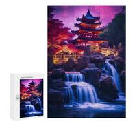 Teenagers Jigsaw Puzzles 300 PCS Waterfall Temple Fantasy Jigsaw for Adults Relaxing Games Hand Speed Race Challenging To Complete 300 PCS