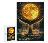 Teenagers Jigsaw Puzzles 300 PCS Whale Tail And Full Moon Puzzles for Adults Family Game Perfect Decoration Challenging To Complete 300 PCS