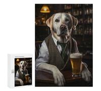 Teenagers Jigsaw Puzzles 300 PCS White Labrador at The Pub Adult Jigsaw Relaxing Games Difficult Challenge Educational Challenge 300 PCS