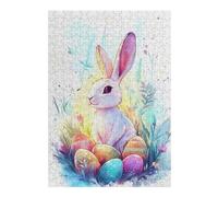 Teenagers Jigsaw Puzzles 38x26cm/1000pcs Easter Bunny with Eggs Puzzles for Adults Brain Teaser Game Staycation Kill Time Educational Challenge 38x26cm/1000pcs