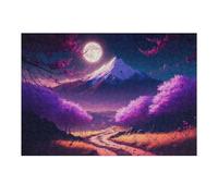 Teenagers Jigsaw Puzzles 38x26cm/1000pcs Full Moon Over Cherry Blossom Mountains Puzzles for Adults Hands-on Game Hand Speed Race Educational Challenge 38x26cm/1000pcs