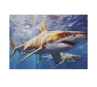 Teenagers Jigsaw Puzzles 38x26cm/1000pcs Great White Sharks Underwater Majesty Puzzles for Adults Hands-on Game Hand Speed Race Educational Challenge 38x26cm/1000pcs