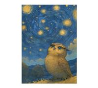 Teenagers Jigsaw Puzzles 38x26cm/1000pcs Owl Under Starry Night Sky Puzzles for Adults Brain Teaser Game Staycation Kill Time Educational Challenge 38x26cm/1000pcs