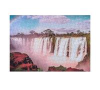 Teenagers Jigsaw Puzzles 38x26cm/1000pcs Rainbow Over Waterfall Landscape Puzzles for Adults Hands-on Game Hand Speed Race Educational Challenge 38x26cm/1000pcs