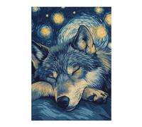 Teenagers Jigsaw Puzzles 38x26cm/1000pcs Wolf in Starry Night Jigsaw for Adults Brain Teaser Game But Fun And Humorous Birthday Present, Gifts, 38x26cm/1000pcs
