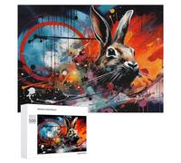 Teenagers Jigsaw Puzzles 500 PCS Abstract Rabbit Wall Art Puzzles for Adults Relax Games But Fun And Humorous Challenging To Complete 500 PCS