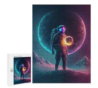 Teenagers Jigsaw Puzzles 500 PCS Astronaut Holding Planet Adult Jigsaw Relaxing Games Difficult Challenge Educational Challenge 500 PCS