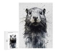 Teenagers Jigsaw Puzzles 500 PCS Beaver Beauty Black Ink Adult Jigsaw Relaxing Games Difficult Challenge Educational Challenge 500 PCS