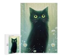 Teenagers Jigsaw Puzzles 500 PCS Black Floral Cat Puzzles for Adults Family Game Perfect Decoration Challenging To Complete 500 PCS