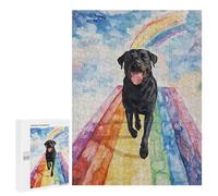 Teenagers Jigsaw Puzzles 500 PCS Black Lab Rainbow Bridge Jigsaw for Adults Relaxing Games Hand Speed Race Challenging To Complete 500 PCS