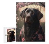 Teenagers Jigsaw Puzzles 500 PCS Black Labrador Kimono Puzzles for Adults Relax Games But Fun And Humorous Challenging To Complete 500 PCS
