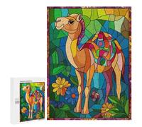 Teenagers Jigsaw Puzzles 500 PCS Camel Stained Glass Art Adult Jigsaw Relaxing Games Difficult Challenge Educational Challenge 500 PCS