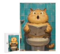 Teenagers Jigsaw Puzzles 500 PCS Chubby Cat Toilet Funny Adult Jigsaw Relaxing Games Difficult Challenge Educational Challenge 500 PCS