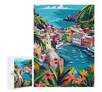 Teenagers Jigsaw Puzzles 500 PCS Cinque Terre Italy Minimalist Art Jigsaw for Adults Relaxing Games Hand Speed Race Challenging To Complete 500 PCS