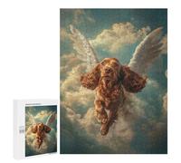Teenagers Jigsaw Puzzles 500 PCS Cocker Spaniel with Angel Wings Heavenly Dog Tribute Adult Jigsaw Relaxing Games Difficult Challenge Educational Challenge 500 PCS
