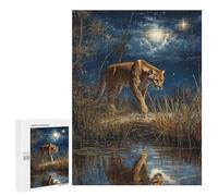 Teenagers Jigsaw Puzzles 500 PCS Cougar by The Water Adult Jigsaw Relaxing Games Difficult Challenge Educational Challenge 500 PCS